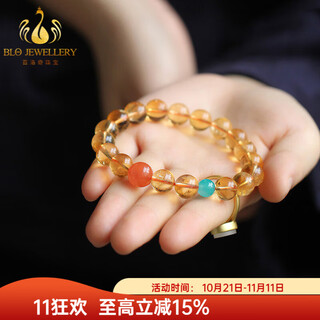 Bailuoqi guanzizai brazilian citrine bracelet for women's birth year buddha beads yellow bracelet amulet citrine beads 10mm