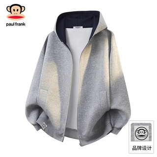 Big mouth monkey (paul frank) american hooded cardigan sweatshirt men's autumn new loose heavyweight trendy brand sports and leisure long-sleeved jacket clothes heather gray autumn new product xl recommended 135-145jin jin equals 0.5 kg