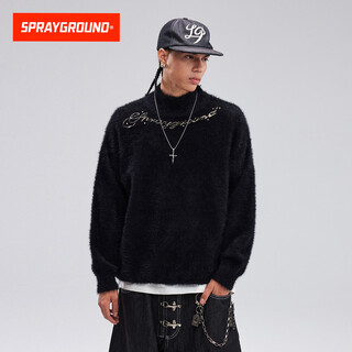 Sprayground shark mouth autumn and winter pullover sweater for men and women lazy style couple warm loose top black s