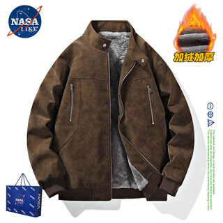 Nasalike официальная кожаная куртка мужская осенне-зимняя кожаная куртка с американским лацканом мужская теплая бархатная куртка большого размера красивый мотоциклетный костюм n98 коричневый бархат xl (168-175см 130-150jin jin равен 0,5 кг)