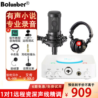 Burren bell bl-500 condenser microphone audiobook recording equipment professional anchor recitation dubbing broadcast set recording studio grade bl-500 + aiken u solo set (book recording and singing style)