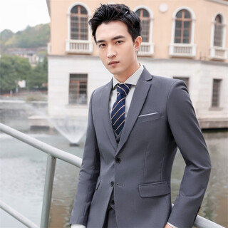 Less is more lilang men's suit suit men's business professional suit casual small suit korean slim groom wedding gray two-piece set m