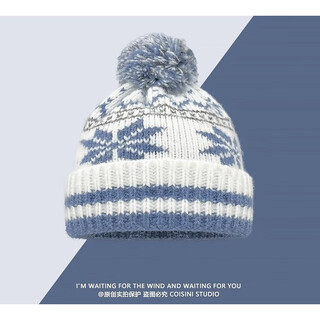 Somubay 2025 new fair isle style knitted beanie couple autumn and winter thickened warm christmas snowflake striped pullover hat blue one size