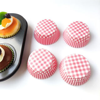 1000 large oil-proof cake cups, muffin cups for oven, baking base for glutinous rice glutinous rice cake paper, pink plaid, 1000 pieces/roll, bottom 5 cm