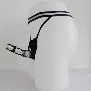 Men's underwear jj elastic split thong panties hollow five-ring restraint ring large size sexy couple crotchless pants black one size