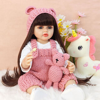 Shantou lincun simulation doll girl toy baby birthday gift soft plastic princess doll reborn doll 55 pink overalls dudu 55 meter soft plastic + gift box + dress up princess dress