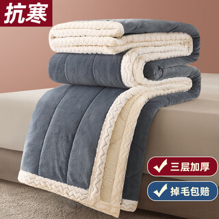Nanjiren milk velvet quilt winter blanket cover winter thickening 6jin jin equals 0.5kg blanket quilt 200x230cm blanket bed bentley blue three-layer quilt warming fast warming 200x230cm can be spread or covered, suitable for all seasons