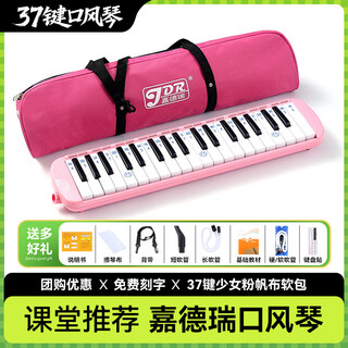 Jiade rui mouth organ 37 keys 32 keys primary school students classroom dedicated junior high school students primary school professional blowpipe adults and children 37 key powder soft bag teaching materials + two sets of blowpipe sets + keyboard stickers