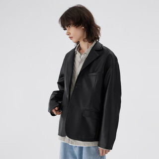 Ewiggestrigen short retro leather suit jacket loose black motorcycle jacket ewig niche designer exclusive black l