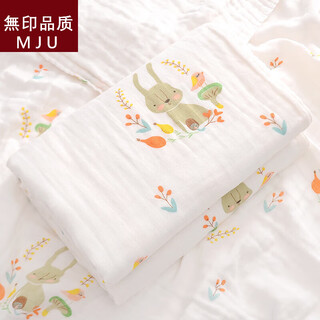 Japanese unprinted baby bath towel pure cotton gauze soft absorbent newborn blanket newborn baby bath blanket quilt 0 six-layer rabbit paradise style 90*90cm high