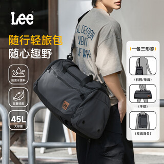 Lee large capacity travel bag men's backpack business trip portable luggage bag sports fitness shoulder crossbody bag black gray/backable travel bag
