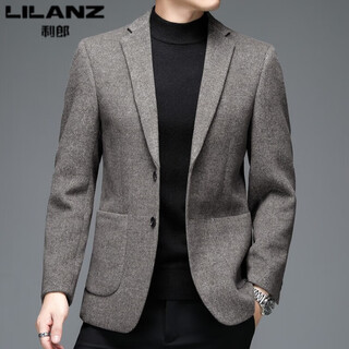 Lilan men's woolen suit autumn and winter business casual small suit men's casual short trendy woolen jacket 210 gray brown m 170