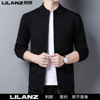 Lilang brand men's high-end wool sweater cardigan knitted jacket autumn and winter young and middle-aged men's casual sweater jacket trend black m 165 (recommended 100-120 jin jin equals 0.5 kg)