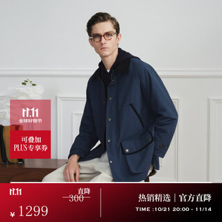 Full monty mid-length hunting jacket new black men's casual retro hunting lapel waterproof jacket 25 autumn and winter navy blue 30035 xs 44