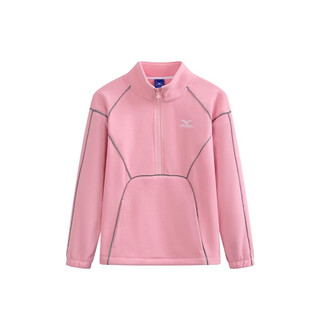 Mizuno mizuno children's sweatshirt zipper stand collar polar fleece autumn and winter new style versatile fashionable and comfortable men and women middle and large children fondant powder 140 cm (recommended height 135-145cm)
