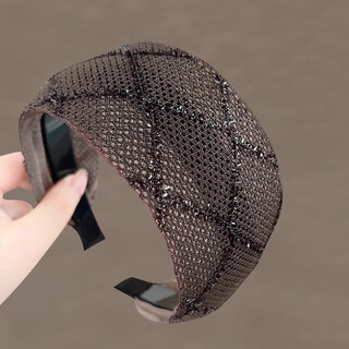 Qiaoyu headband for women, wide-brimmed hairband to cover white hair, broken hair, versatile summer hair cassette, non-slip, high-end headwear, coffee