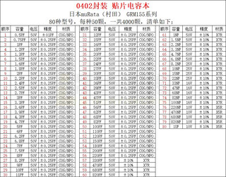Murata murata chip capacitor sample component booklet 0201/04020603/08051206 capacitor murata 040 capacitor book 80 types, 50 pieces each