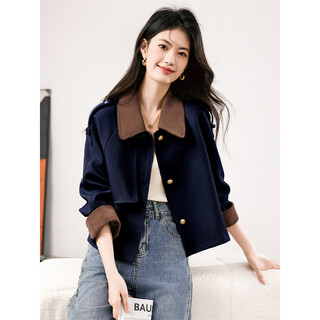 Xinfeiyu fashion barn style contrast color short jacket women's 2025 autumn new high-quality loose jacket top
