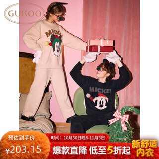 Gukoo pajamas couple winter disney co-branded new maillard half velvet warm men's home clothing set female d mickey couple pajamas m female