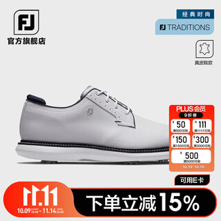 Footjoy golf shoes fj men's traditions classic fashion spike-free shoes lightweight cushioned golf sports shoes 57938 white/navy blue spiked style 40=us size 7