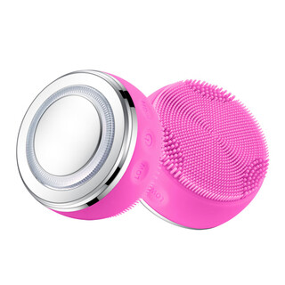 Beauty face wash brush introduction device ems microcurrent face wash device colored light vibration beauty device silicone face wash device red chinese manual
