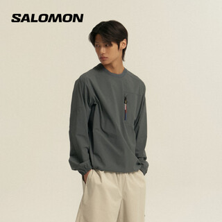 Salomon men's outdoor sports trendy casual urban fashion sweater blast woven ls pkt tee shark purple gray c28136 2xl