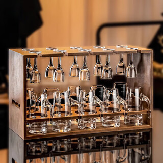 He jiagong handmade white wine glass set, crystal two-two-point wine container, one-cup wine cup, household upside-down shelf, golden iron 6 pots, 6 cups, crystal glass wine dispenser*6+10ml, crystal glass 100ml