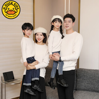 G.duck special parent-child sweater for a family of three and four 2025 autumn and winter new mother-daughter mother-child family portrait street autumn clothing off-white thickened model 175 l size