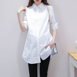New spring and autumn loose maternity clothes maternity white shirt mid-length shirt outerwear shirt bottoming shirt top m white - thin