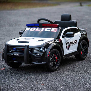 Lookbaby (lookbaby) genuine authorized dodge children's electric car children's electric car children's car drivable children's car police car standard black and white | police car lights + 12v4.5a battery + remote control