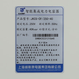Shanghai viscon integrated intelligent power capacitor jkcs-cs/450-30 self-healing low-voltage reactive power compensation jkcs-cf/250-40