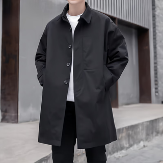 Итальяно-французская мужская ветровка средней длины dicify hangzhou, весна и осень 2025, новое модное и красивое повседневное мужское пальто, черная куртка 2xl