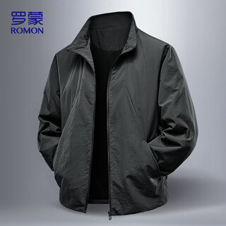 Romon jacket men's autumn business casual comfortable anti-wrinkle young and middle-aged stand collar executive top jacket men's b8jk black xl