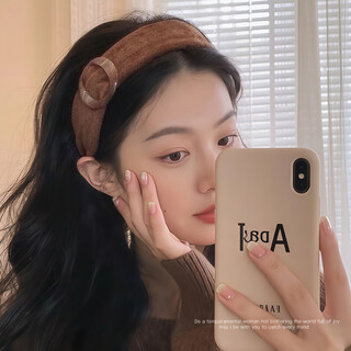 Pei nanwei autumn and winter coffee color wide-brimmed hair hoop maillard tortoise shell color ring wide-brimmed retro high skull headband outer hair accessory coffee color button hair hoop 1