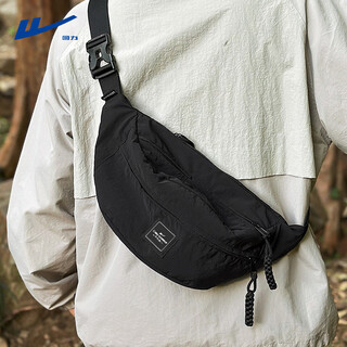 回力斜跨包男胸包腰包日常通勤旅行户外大容量轻便休闲女士小挎包 黑色