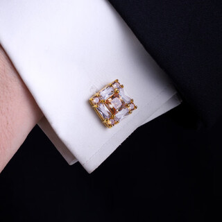 诗迦努法式袖扣男士袖口钉女款袖钉女士衬衣轻奢高端衬衫袖口扣 (尺寸)约17*17mm_金色