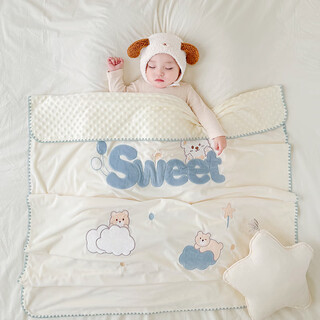 Other home beanie blanket newborn baby blanket soothing beanie baby special blanket children's quilt going out small blanket autumn and winter baby velvet sweet bear (120*150cm indoor 20-25 0-6 years old)