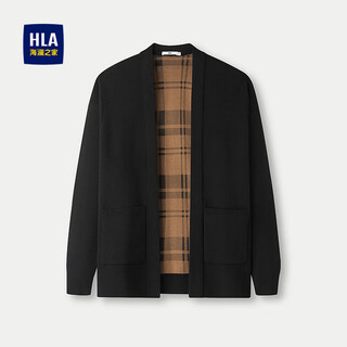 Hla hailanzhi long-sleeved knitted jacket men's 25 slim v-neck plaid cardigan men's autumn
