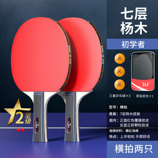 361 table tennis racket primary school student competition professional table tennis racket match training set straight and horizontal table tennis racket beginner two stars 2 horizontal rackets + 3 balls + ball bag