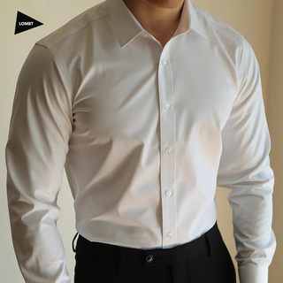 Lombt no-iron long-sleeved shirt autumn men's all-match fashion slim top business casual shirt lw18 white 41