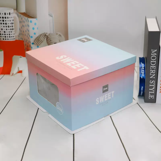 Yusenyi cake box inch 8 square box 12 6 paper 14 1610 baked birthday cake box packing box double gradient colorful thickened gradient colorful thickened 6-inch a22 single layer x100 set full box