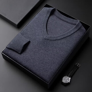 Ordo city's autumn and winter cashmere sweater men's cashmere thickened v-neck business sweetheart collar loose bottoming sweater medium gray 2xl 185 size