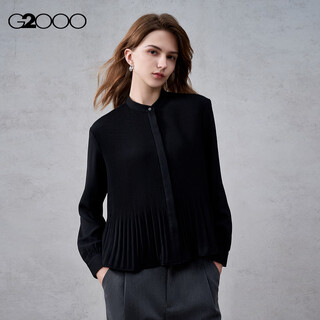 G2000 texture/pleated design/same style in shopping malls, women’s 2025 autumn and winter drapey long-sleeved casual shirt