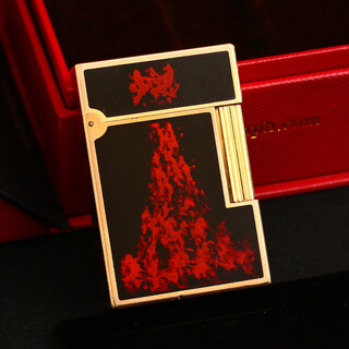 Second-hand 85 new s.t.dupont dupont inflatable loudspeaker lighter black chinese lacquer fire dance ligne2 medium men's accessories luxury collection