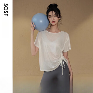 Zailu short-sleeved yoga clothes for women summer quick-drying t-shirt sports tops loose blouse pilates training fitness white s