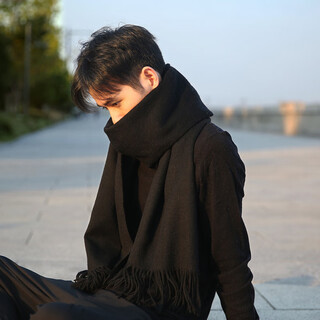 Scarf for men winter korean style versatile simple color men's scarf autumn birthday gift imitation cashmere scarf black