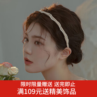 Xiang wan hairband hairpin retro elegant pearl hairband women's high-end style outing versatile thin headband temperament hairpin headgear