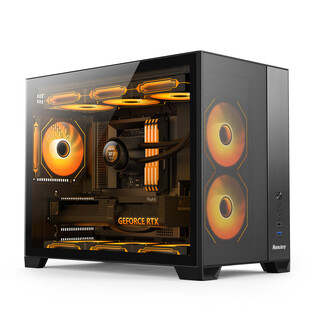 航嘉F820风吟 桌面游戏台式机箱 玻璃侧透电脑主机机箱 （支持M-ATX主板/360水冷/长显卡/快拆侧板） 黑色 机箱+ARGB风扇*6（3正3反）