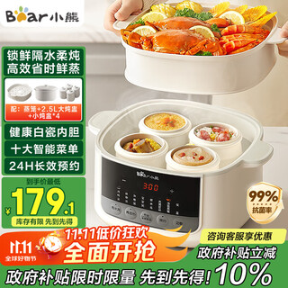 Bear electric stew pot, soup pot, electric stew pot, water-proof bird's nest stew pot, soup stew pot, stew and steamer all-in-one electric pot for 3-4 people 4.1l ddz-j25h5