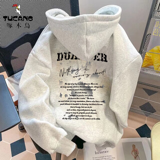 Woodpecker hooded sweatshirt men's autumn and winter american letter print design loose thickened velvet jacket trendy hoodie top white gray (regular style) xl recommended weight 120-14jin jin is equal to about 0.5 kg